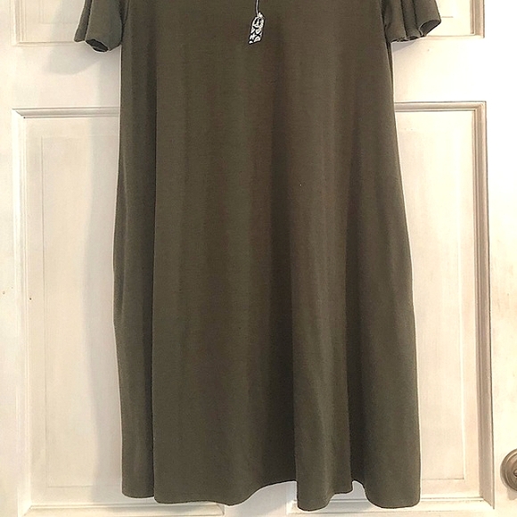 NWT Zenana Outfitters Army Green Sash Tie A-Line Dress (S) - Picture 7 of 8